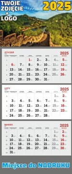 БОЛЬШИЕ ТРОЙНЫЕ календари на 2025 год с НАПЕЧАТАННЫМ ЛОГОТИПОМ и фотографией - 100 шт.