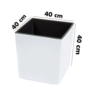 ЦВЕТОЧНЫЙ ГОРШОК С КВАДРАТНОЙ ПЛАСТИКОВОЙ ВСТАВКОЙ, БАЛКОН, БОЛЬШОЙ БЕЛЫЙ ЦВЕТОЧНЫЙ ГОРШОК