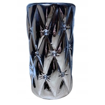 Srebrny wazon ceramiczny z kryształkami TG9000-3 glamour 23 cm