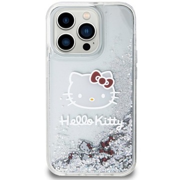 Чехол Hello Kitty Liquid Glitter Charms Kitty Head для iPhone 13 Pro/13 - s