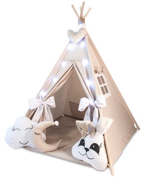 Namiot TIPI WIGWAM Mata Poduszki Girlanda świetlna