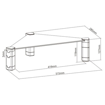 СТЕКЛЯННАЯ УГЛОВАЯ ПОДСТАВКА ДЛЯ МОНИТОРА НОУТБУКА 20 кг