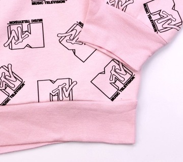 Bluza damska młodzieżowa z kapturem MTV Music Television r. M różowa nadruk