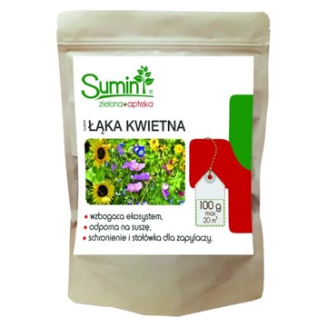 ŁĄKA KWIETNA NASIONA ŁĄKI KWIETNEJ MIESZANKA RODZIMYCH KWIATÓW 100g SUMIN