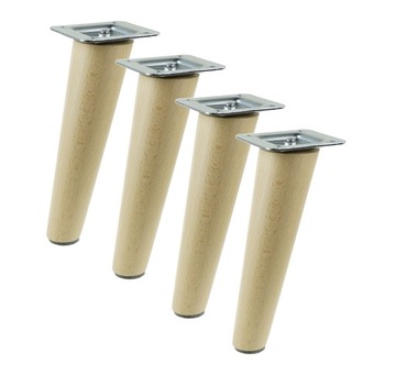 4x Noga do mebli, stolika drewniana, bukowa lakier skośna zestaw 20 cm