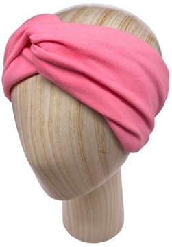 Opaska damska na głowę Turban Różowa Fluo