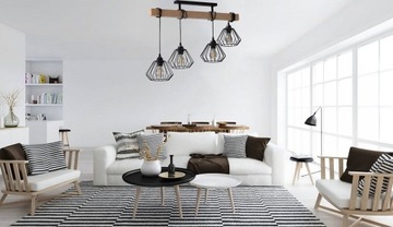 ЛЮСТРА ЛАМПА ПОТОЛОЧНЫЙ ФУНДАМЕНТ 018-4PL ПРОВОДА ДЕРЕВЯННЫЙ ЛОФТ КУХНЯ ГОСТИНАЯ