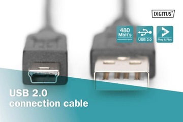 Кабель Mini USB-USB 2.0 для зарядки и передачи, 1 м