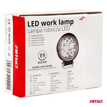 РАБОЧАЯ ЛАМПА ГАЛОГЕННАЯ ПОИСК 9x LED 12/24В 110мм