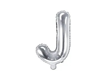 BALON FOLIOWY SREBRNY LITERA J 35 CM 14''