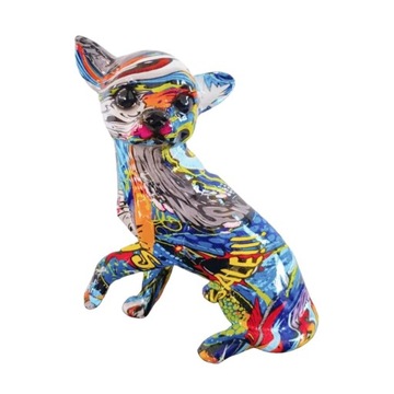 Graffiti Art Statua Chihuahua Wielokolorowe figurki psów Wystrój domu w sty