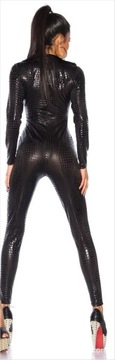 Sexy Black Wet Look Snake Jumpsuit PVC Latex Catsu