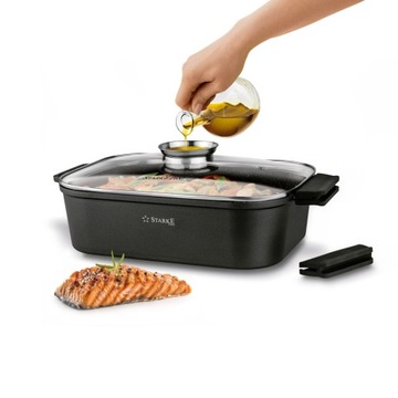 DUŻA BRYTFANNA 6,8L garnek indukcja GRILLOWE dno NON-STICK AROMATYZER PRO