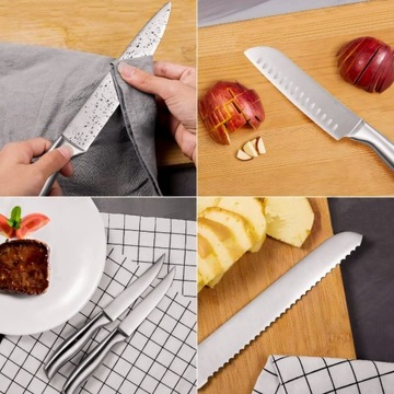 Набор из 16 стальных кухонных ножей Sharp в блоке Стояк + ножницы