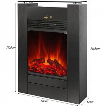 KOMINEK ELEKTRYCZNY EL FUEGO TESSIN 1800W LED Z FUNKCJĄ GRZANIA TERMOSTAT !