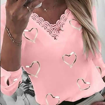MODNA BLUZKA DAMSKA ELEGANCKA Z DŁUGIM RĘKAWEM Z NADRUKIEM