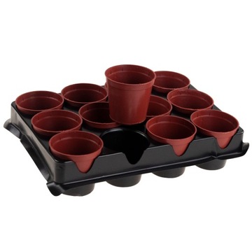 ПРОИЗВОДСТВЕННЫЕ ГОРШКИ, мультичашки, ДЛЯ ПОСЕВА РАССЕНА, 12 ШТ + ПОДДОНД