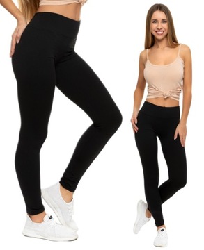Legginsy damskie Moraj Czarne Getry Wysoki Stan Kryjące r. L/XL