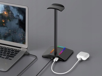 ПОДСТАВКА ДЛЯ ИГРОВЫХ НАУШНИКОВ RGB СВЕТОДИОДНАЯ ПОДСВЕТКА MOZOS USB HUB