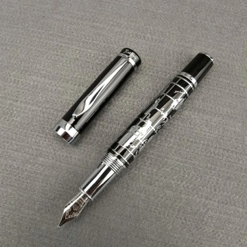 High Quality Metal Fountain Pen World Map Silver Plated Pen Men's Non