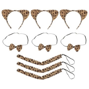 PASKA DO WŁOSÓW W LEOPARD MAKIJAŻ USZY HALLOWEENOWE UBRANIA 3