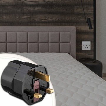 ДОРОЖНЫЙ АДАПТЕР АДАПТЕР ЕС РОЗЕТКА АНГЛИЯ ПОЛЬША ЧЕРНЫЙ ПРЕДОХРАНИТЕЛЬ