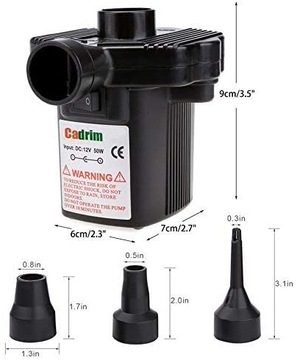 ЭЛЕКТРИЧЕСКИЙ ВОЗДУШНЫЙ НАСОС ДЛЯ МНОГОФУНКЦИОНАЛЬНОГО МАТРАСА CADRIM 2в1 50ВТ