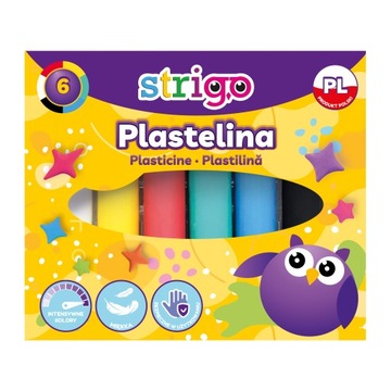 Plastelina szkolna dla dzieci plastyczna STRIGO zestaw 6 żywych kolorów