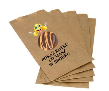 Torba fałdowa brązowa NADRUK 15x29x6,5 100 sztuk