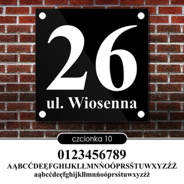 Tablica adresowa adres 3D numer na dom 25x25 czarna - szkło akrylowe