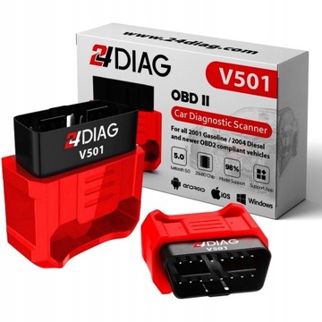 24DIAG V501 ELM327 ДИАГНОСТИЧЕСКИЙ ИНТЕРФЕЙС BLUETOOTH 5.0 OBD2 iOS ANDROID