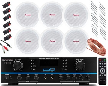 6 GŁOŚNIKÓW SUFITOWYCH PIONEER AMPLITUNER BLUETOOT