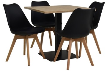 4 krzesła BUK z poduszką i stół TB-02-B 80x80cm