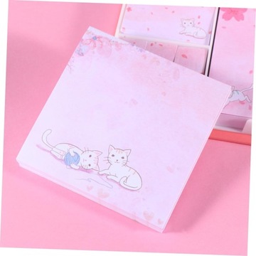 1 Zestaw Mały Mini Unikalny Kot Lepkie Podkładki z Kwiatami Wiśni Notatnik
