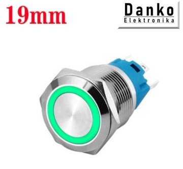 Przycisk przełącznik 19mm podświetlany LED 230V bi