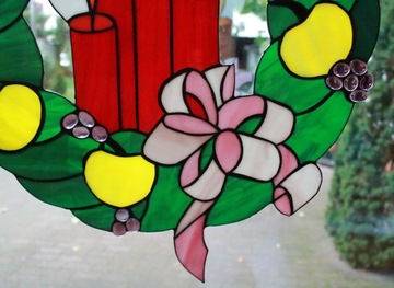 Рождественский венок Рождественское украшение витраж