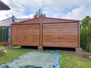 Гараж из листового металла 6х8м Дуб Графит | Жестяные гаражи