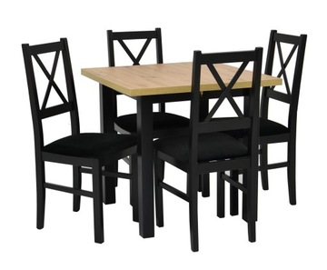 mały DREWNIANY zestaw kuchenny stół 80x80/160 + 4 krzesła drewniane velvet