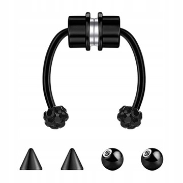 Pojedyncze czarne kolczyki Xiangbala .2x8x3mm