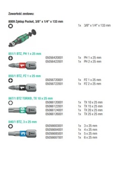Набор бит с трещоткой WERA 3/8 дюйма 05004280001