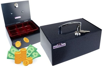 PREMIUM METALOWA KASETKA KASETA SEJF PIENIĄDZE BILON KLUCZE METALKAS MG-K4