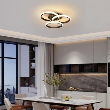 СВЕТОДИОДНЫЙ ПОТОЛОЧНЫЙ СВЕТИЛЬНИК СОВРЕМЕННАЯ ЛЮСТРА С ЧЕРНЫМ КОЛЬЦОМ ДЛЯ КОМНАТЫ 40ВТ 3000К