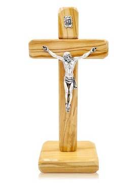 Krzyż STOJĄCY z drewna oliwnego 21cm
