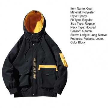 Спортивная стильная бейсбольная куртка с эластичными манжетами и капюшоном