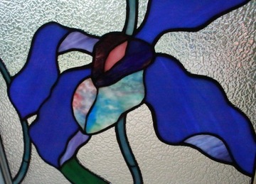 Современный синий витраж орхидея Тиффани