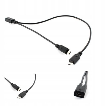 Разветвитель Micro USB «мама-папа» 1 на 2