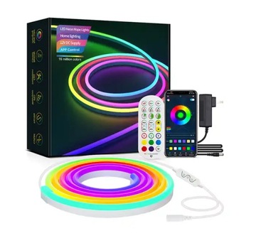 TAŚMA LED 10M NEON 5050 RGB BLUETOOTH APLIKACJA PILOT PASEK TAŚMA 120 LED/M