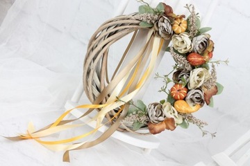 Осенний венок, украшение на дверь, украшение КОРИЧНЕВОЕ