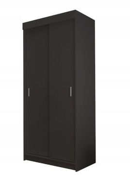 Mała szafa przesuwna w połysku SLIM 80 cm Czarna