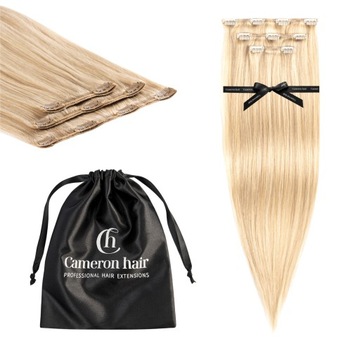 Włosy naturalne Clip In 60cm 65g #18/22 Szampański blond jasne pasemka